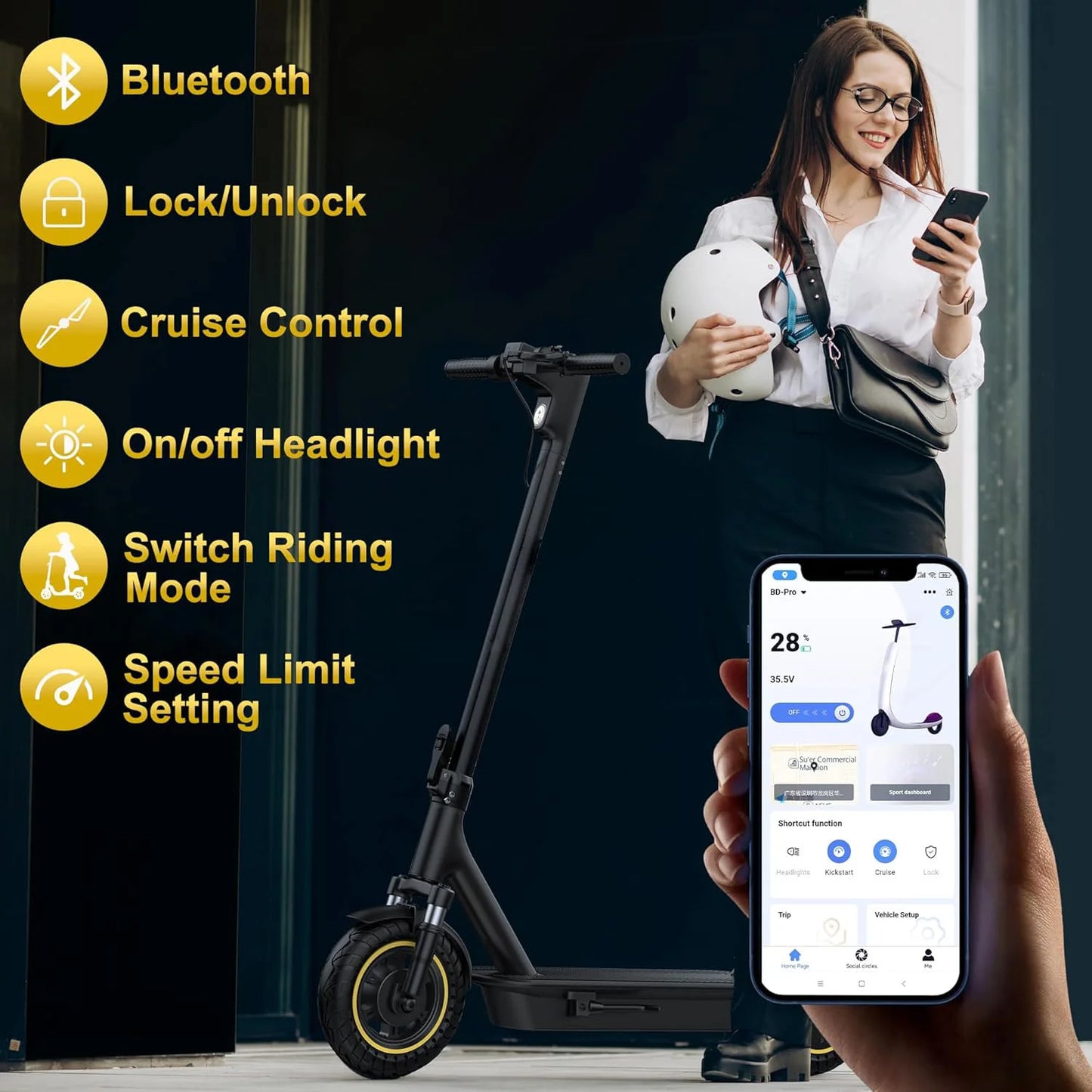 2026 NEW 10inch Electric Scooter 500W Motor 42V 14.5AH Battery Up to 22MPH Max Speed & 28 Miles Max Range Dual Suspension Folding E-Scooter