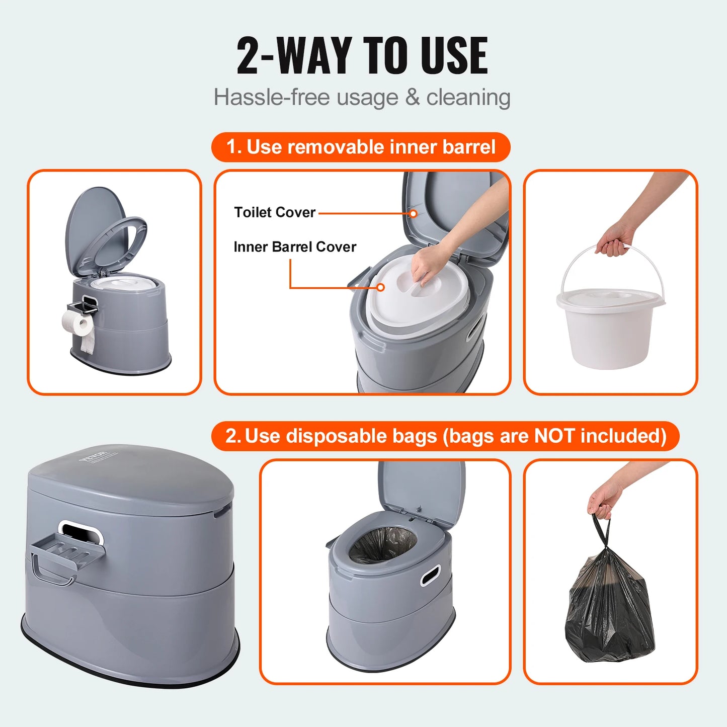 SucceBuy Portable Camping Toilet With Detachable Inner Bucket 1.3G