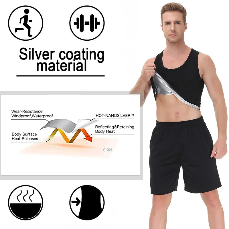 LILVIGORCN Men Sauna Compression Shirt Short Sleeve Body Shaper For Workout