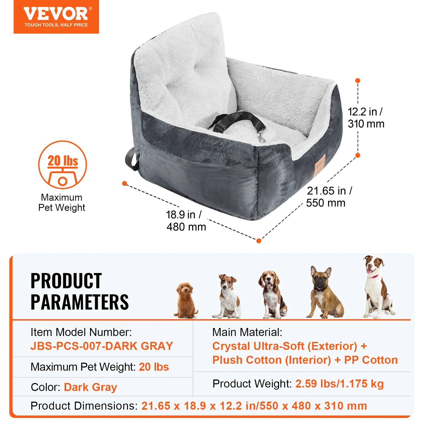 SucceBuy Waterproof Dog Car Seat Booster For Medium To Large Dogs