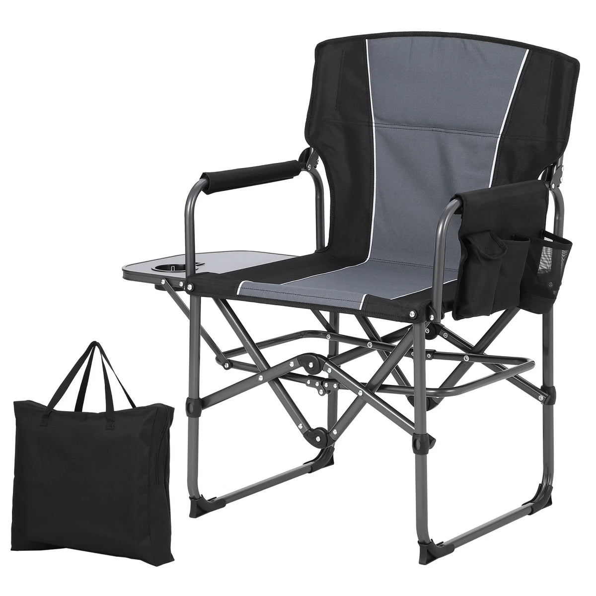 HiMISS 400 Lb Oversized Folding Directors Chair With Side Table