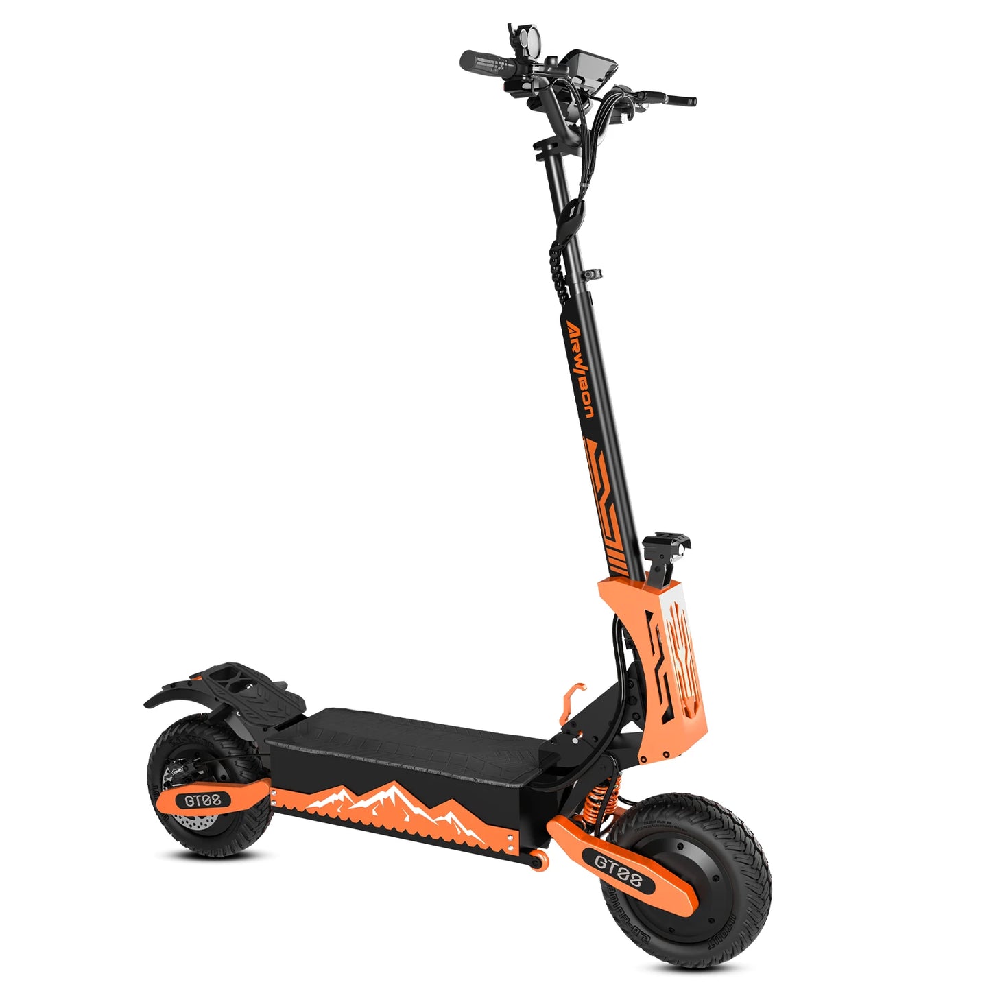 Experience raw power and fearless control with Arwibon's 5600W dual motor electric scooter, built to dominate roads and rugged trails alike.