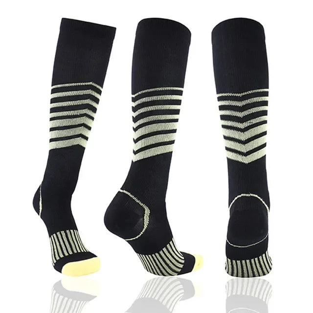 Experience all-day comfort and performance with knee-high compression socks from Brand NONE, designed for you as an athlete and everyday mover, with soft yet supportive fabric that improves your circulation and speeds recovery after workouts.