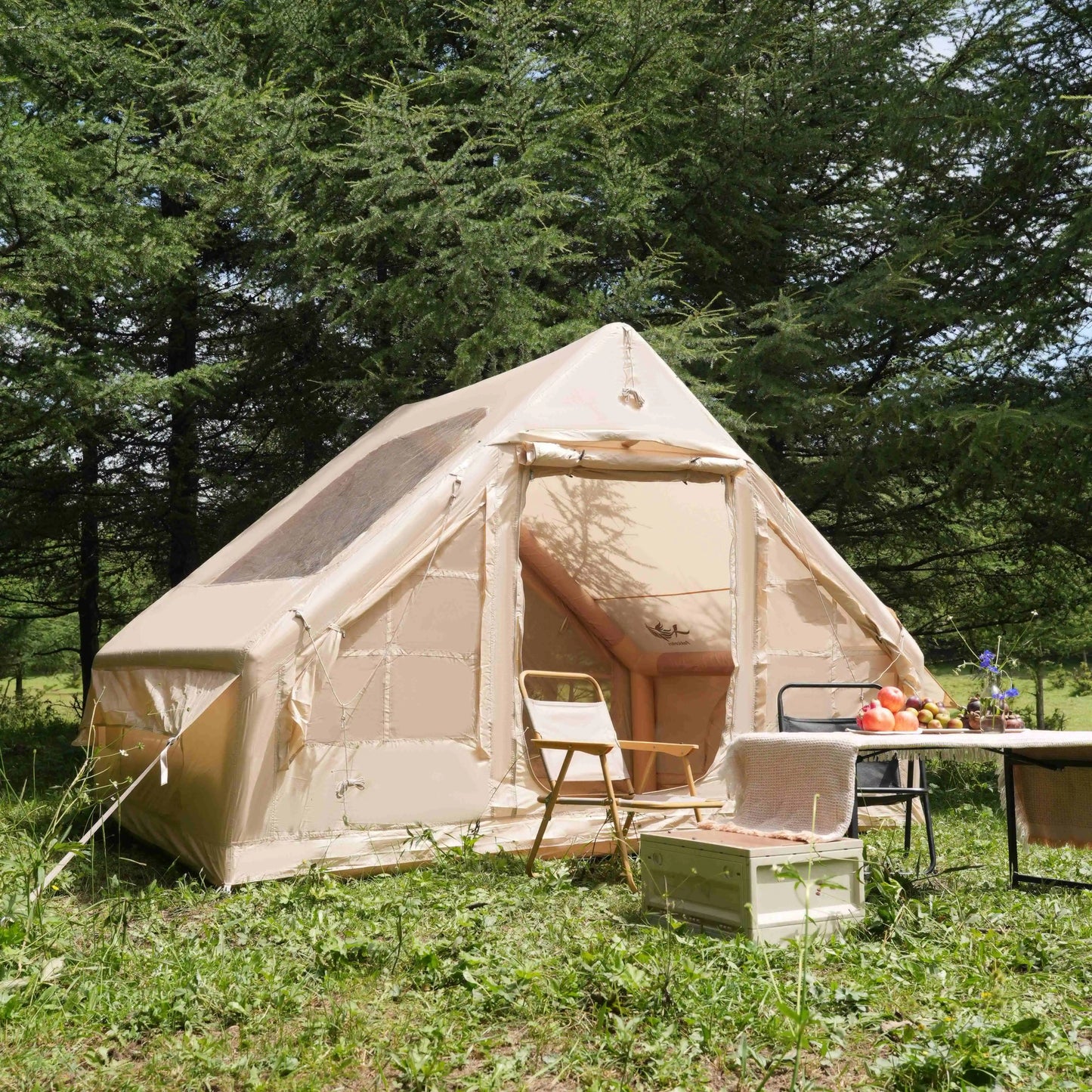 PAKICETUS Inflatable Tent With Skylight, Quick Setup Blow Up Tents With Pump, 4-6 PersonOutdoor Family Luxury Tent