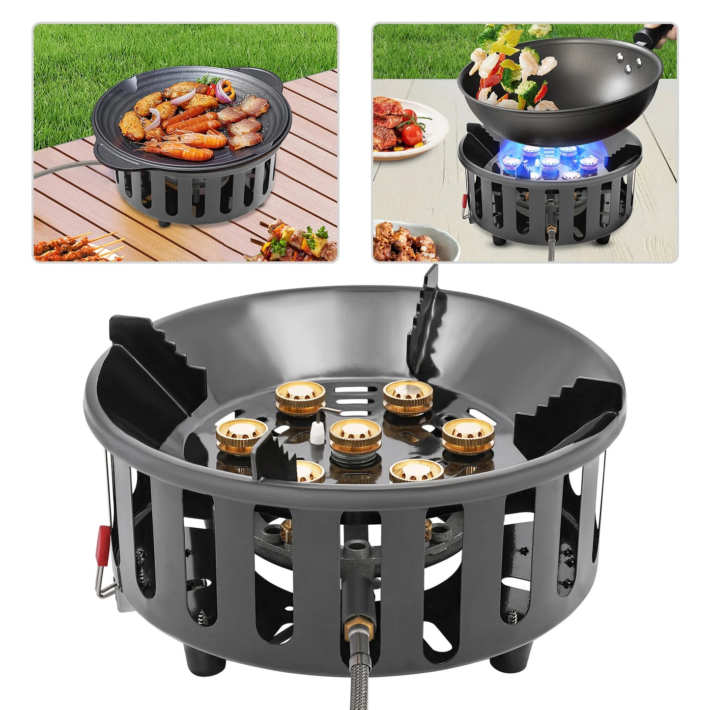 7 Core Camping Stove 21000W High Power Portable Gas Burner With Ignition