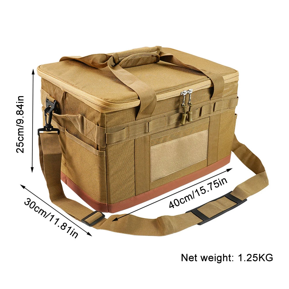 30L Camping Cooking Utensil Organizer Large Capacity Car Trunk Storage Bag Detachable Multifunctional Camping Stove Storage Case