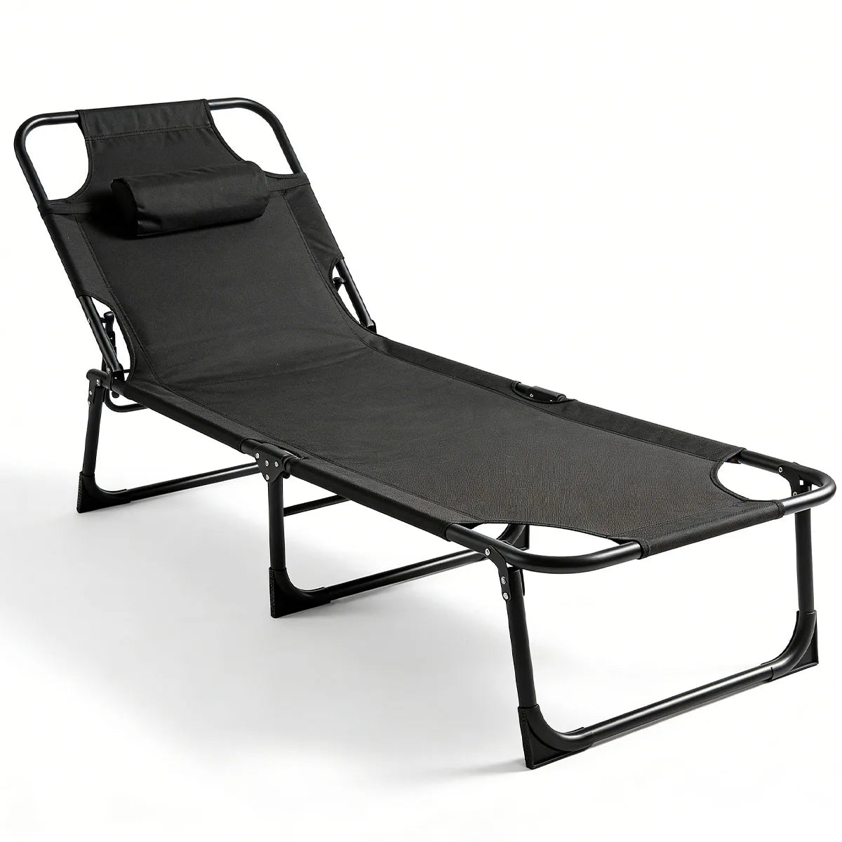 Folding Adjustable Camping Lounge Chair with Cushion for Beach and Pool
