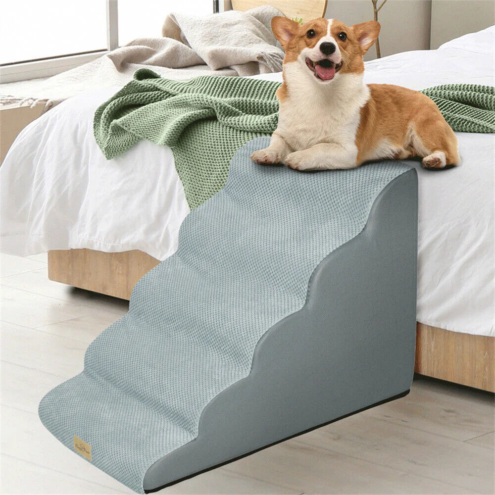 From NONEDog, this five-step dog ramp gives your pet easy, safe access to beds and sofas, plus reliable support, durable build, and pet-friendly comfort for daily use.