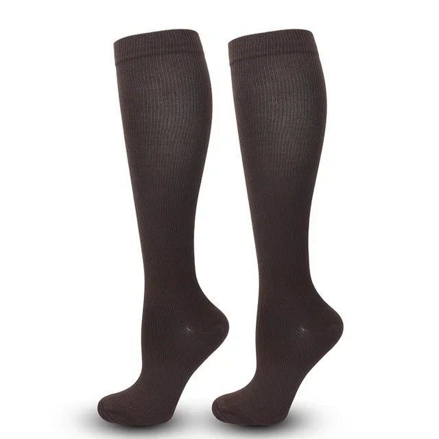 1 Pair Women's & Men's Compression Socks 15-20 mmHg Knee High Stocking for Cycling Soccer Running Athletic Calf Socks