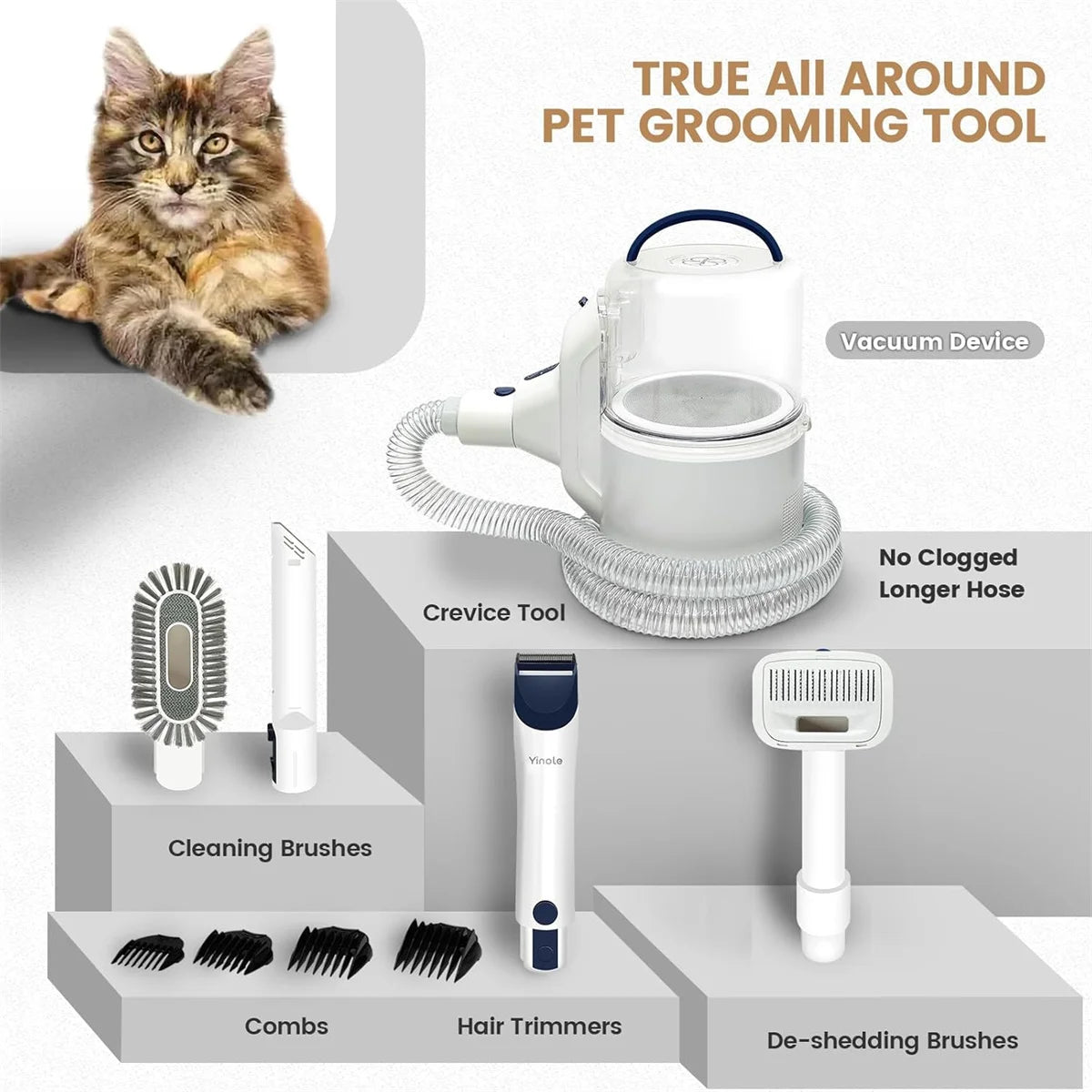 INSE P50 Dog Grooming Vacuum With Clippers Deshedding Tools 2.5L Large Cup 12Kpa