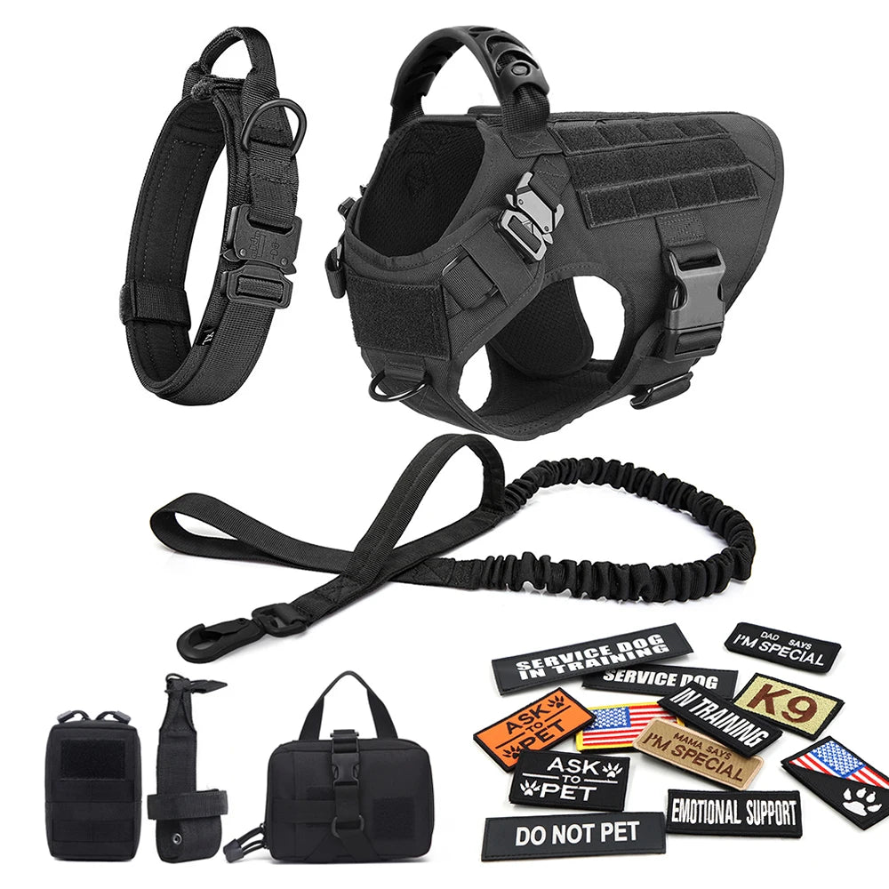 Equip your canine for focused training with the PETRAVELCN Military Large Dog Harness Vest Set.