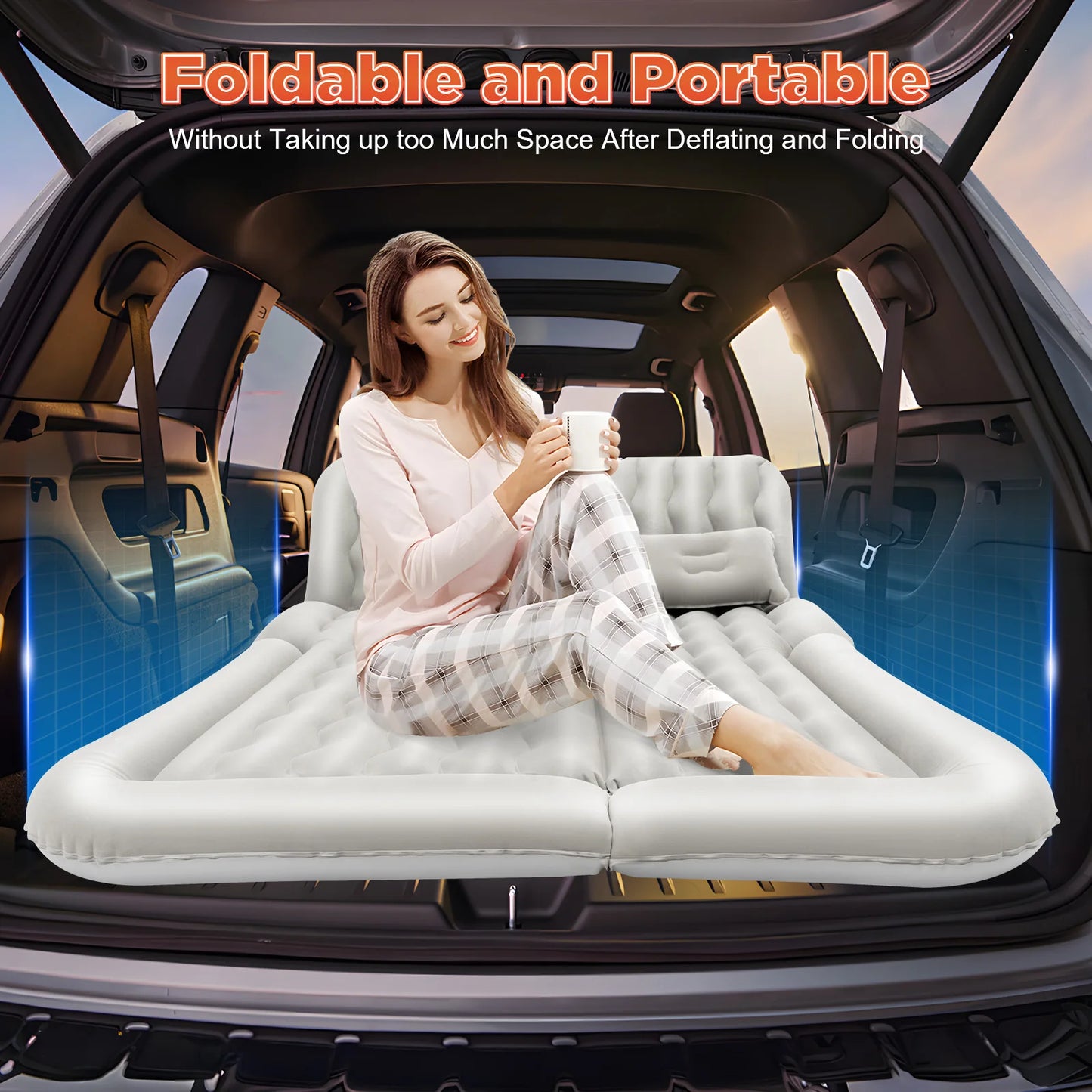 SUV Inflatable Car Mattress With Pump For Trunk And Back Seat