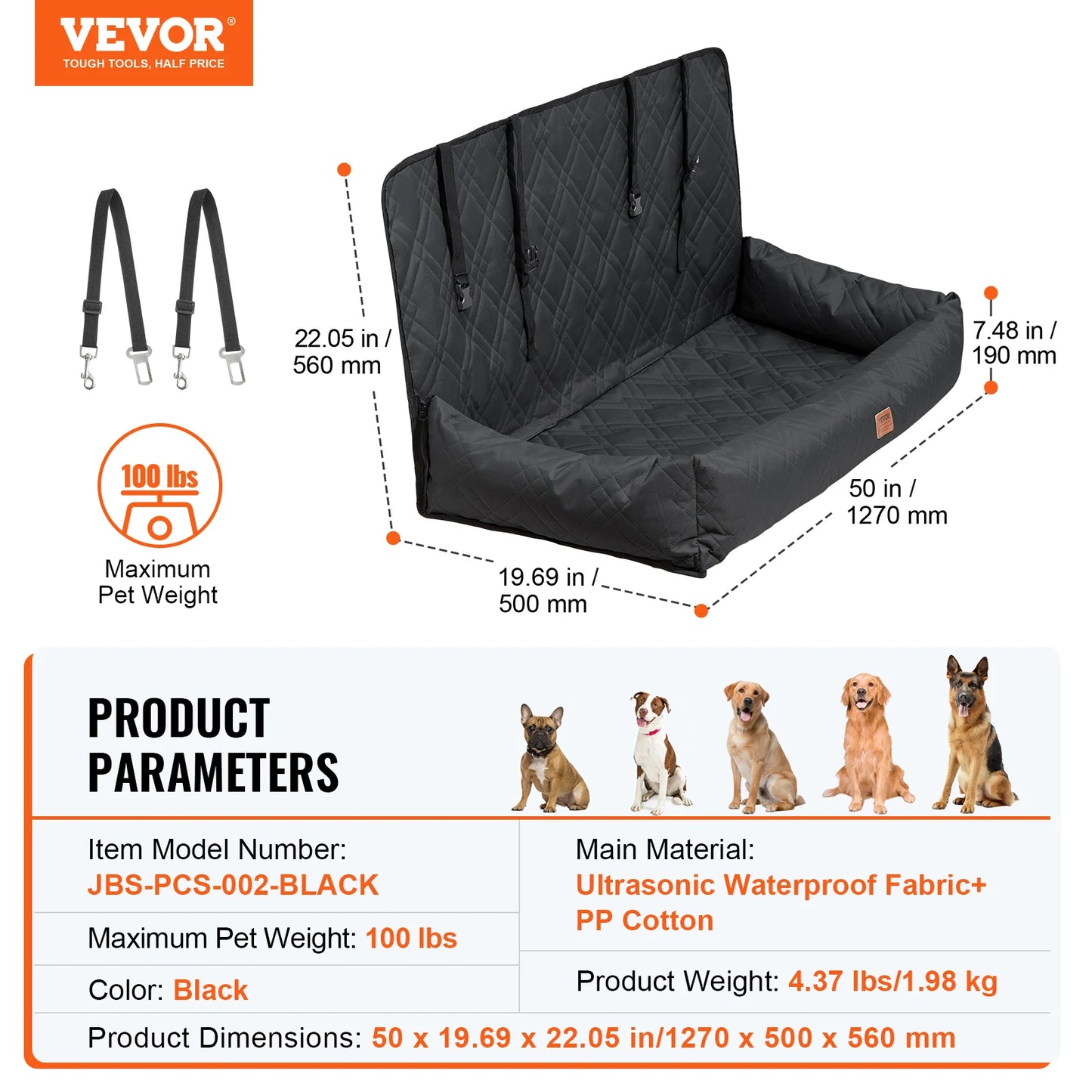 SucceBuy Waterproof Dog Car Seat Booster For Medium To Large Dogs