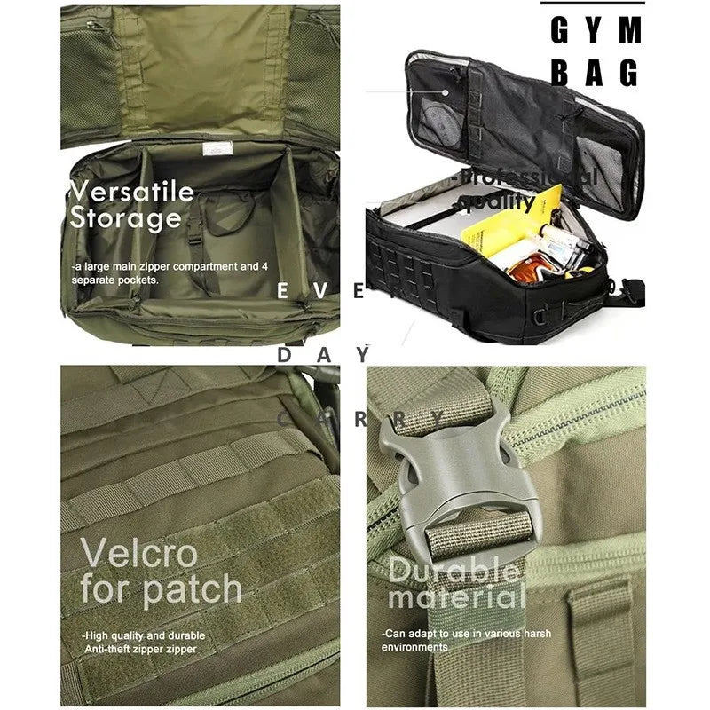 LQARMYCN 3 Way Duffle Bag Large Capacity Waterproof Travel Bag 50x25x20cm