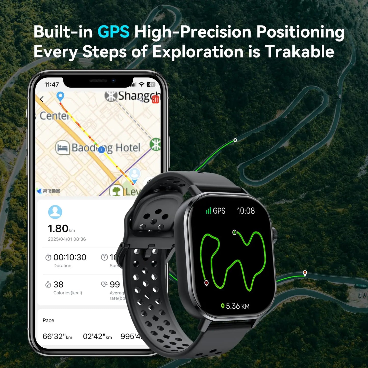 【2026 NEW】Smart Watch Men 2.06" AMOLED Always-On Display GPS Bluetooth Call 5ATM Waterproof 100+ Sports Heart Rate SpO2 Monitor Altimeter Compass 7-10 Day Battery Fitness Tracker for Android iOS