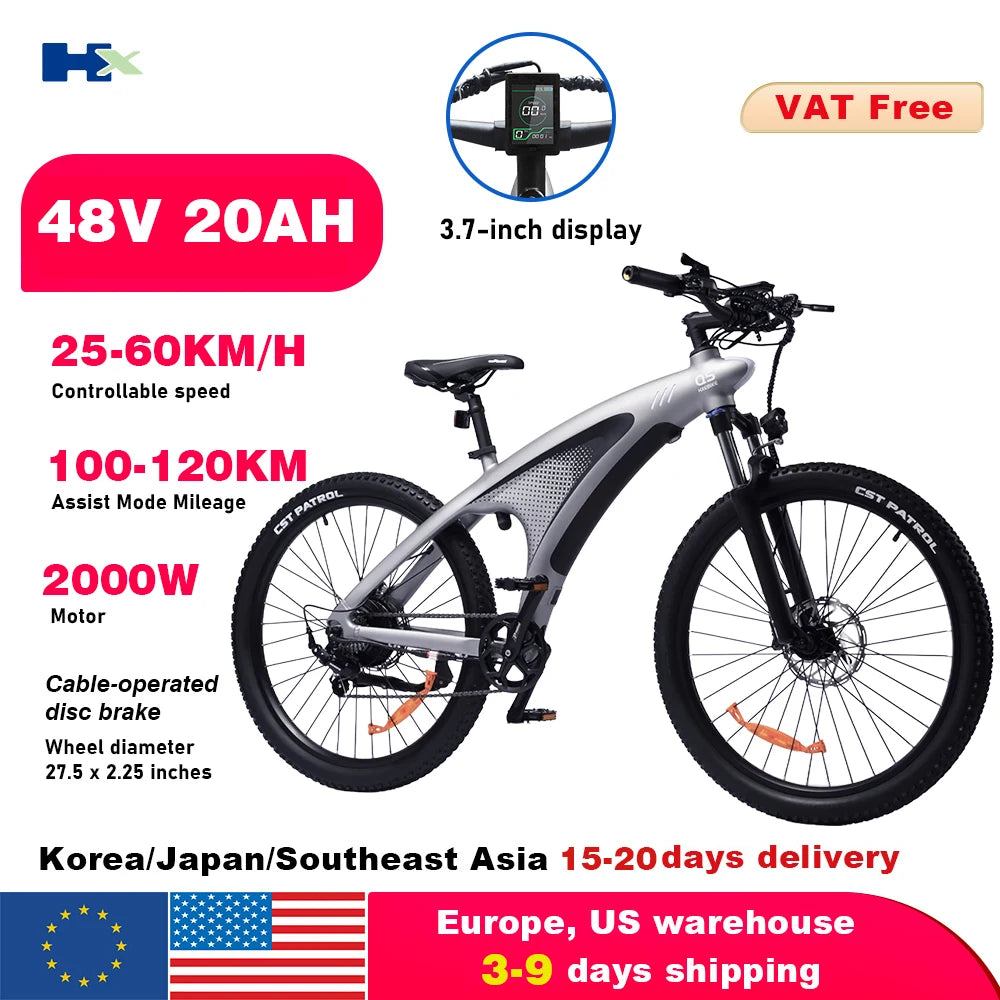 HX Q5 Ebikes 2000W Adults Electric Bike Bicycle 2000W 48V 20AH 27.5 Inch Off-Road Tire Electric E Bikes Mountain Ebike