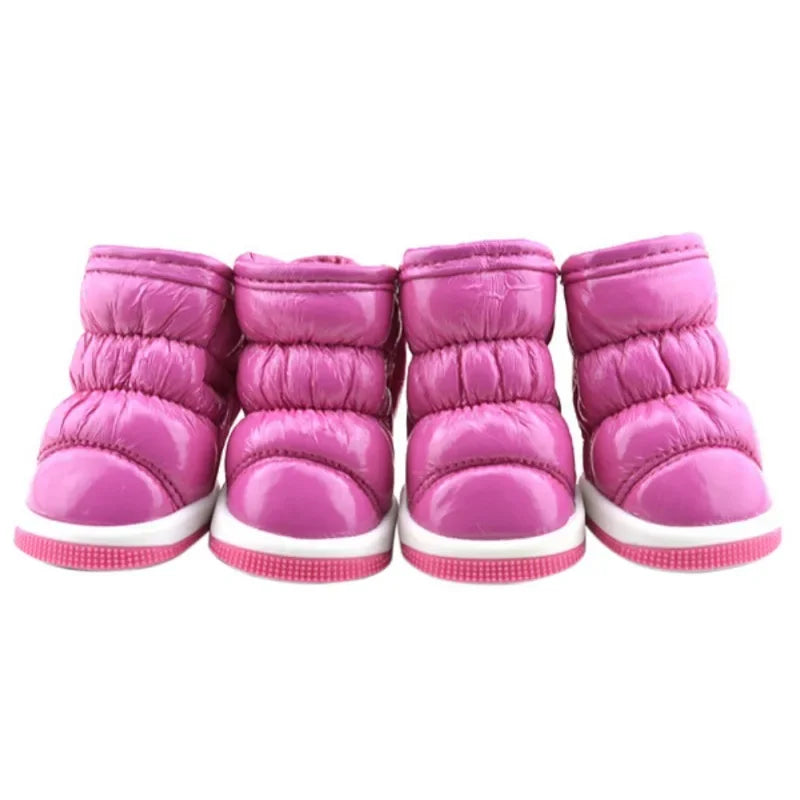 4Pcs Set Winter Dog Shoes Waterproof Non Slip Warm Boots For Small Dogs