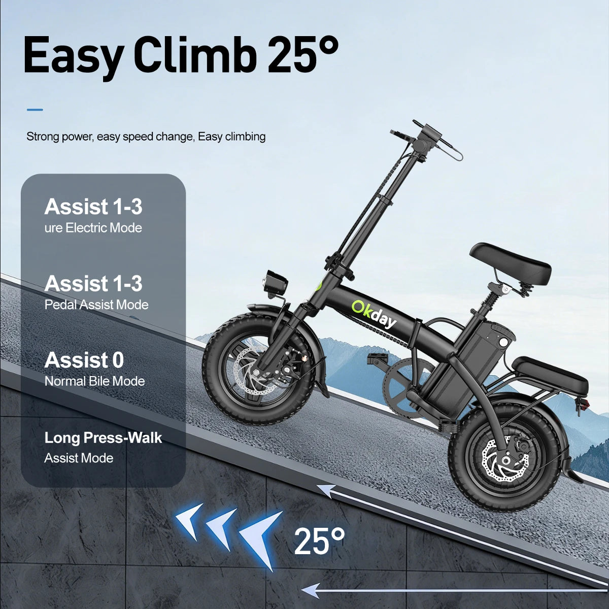 400W Foldable Electric Bike for Adults, 19 MPH, Long Range, 14" All-Terrain Tires, Dual Brakes, Portable Commuter E-Bike with Ca