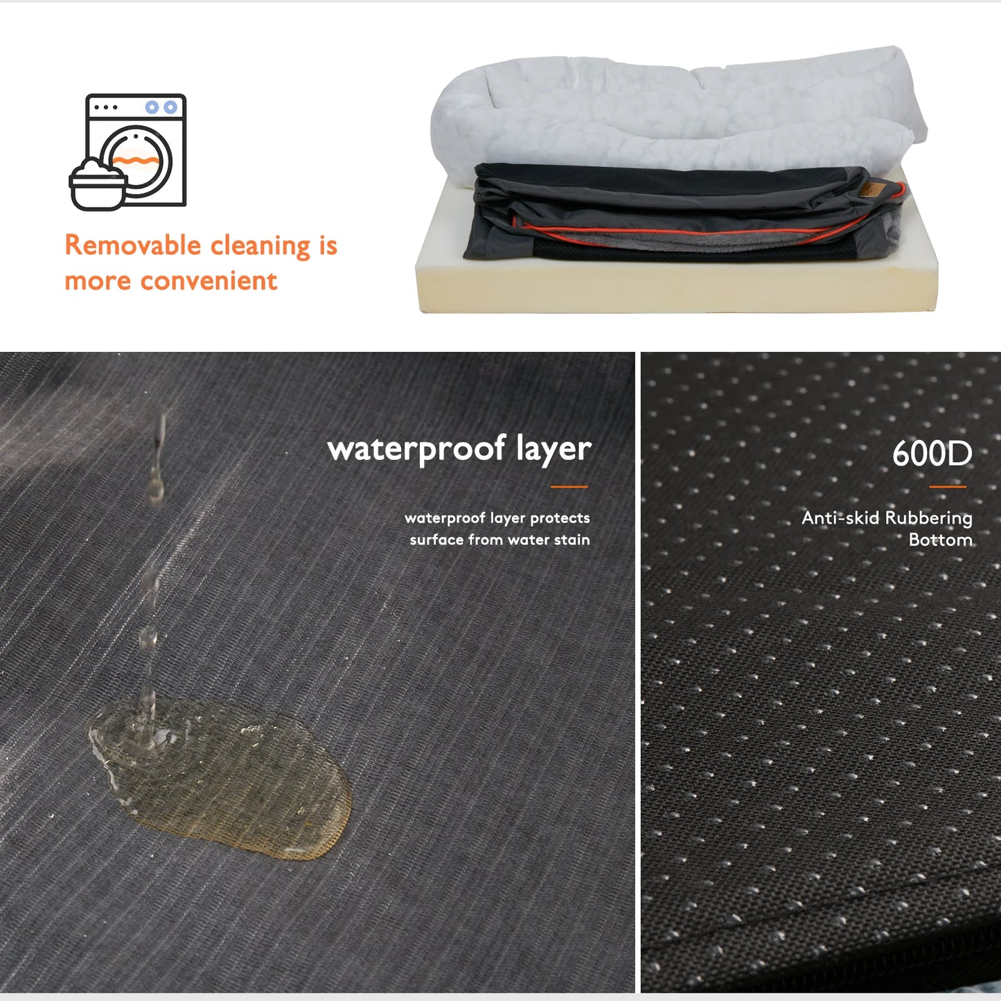 BINGOPAW Large Dog Bed With Warm Fleece Removable Cover Anti Allergy Waterproof