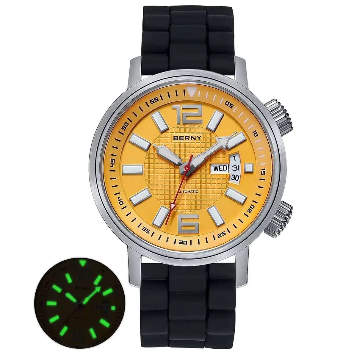 BERNY 20ATM Diver Mechanical Watch For Men Super Luminous Sapphire Automatic
