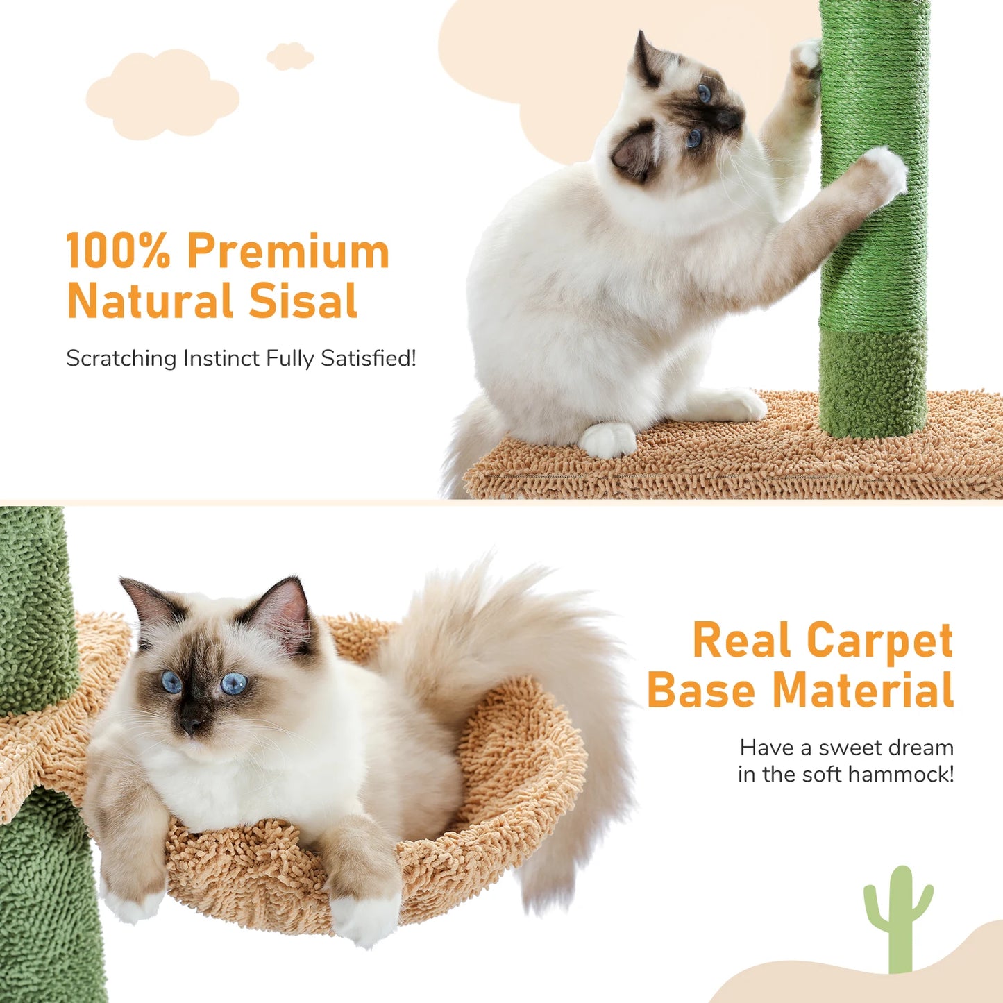 PAWZ Road 5 Tier Floor To Ceiling Cat Tree Cactus Tall Climbing Hammock Ball