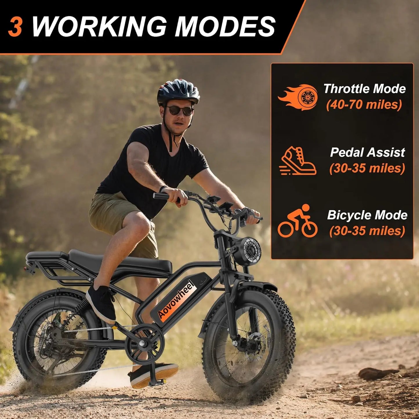 20" Fat Tire Electric Dirt Bike with 48V 18Ah Battery 70 Miles Electric Motorcycle Ebikes 31MPH Top Speed Full Suspension