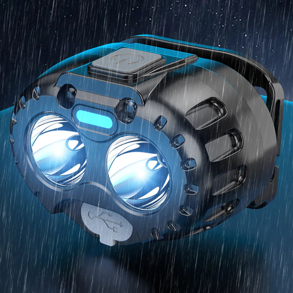 Powerful LED Headlamp Motion Sensor Emergency Head Flashlight 250LM High Brightness Headlight for Outdoor Fishing Camping Hiking