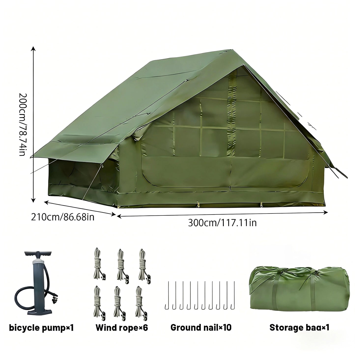 PAKICETUS Inflatable Tent With Skylight, Quick Setup Blow Up Tents With Pump, 4-6 PersonOutdoor Family Luxury Tent