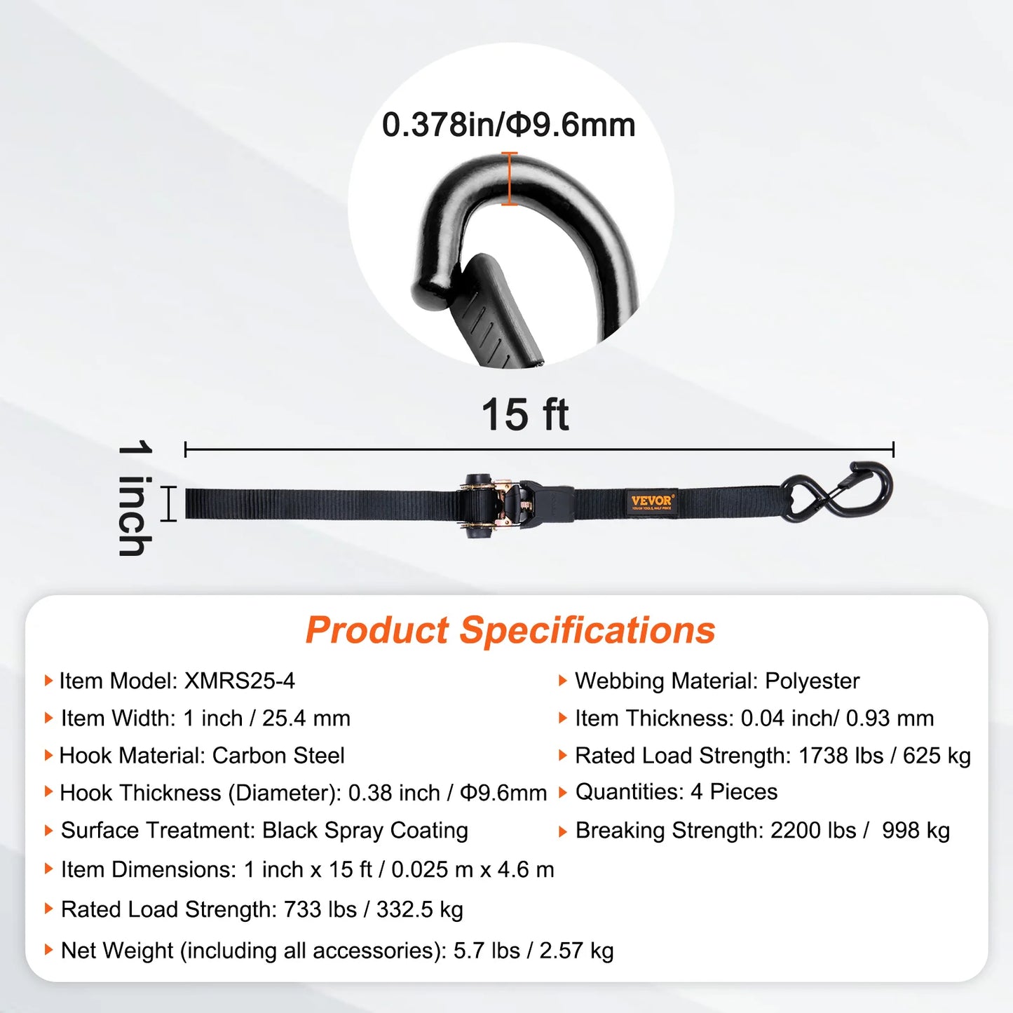 Secure your cargo with confidence using SucceBuy four piece trailer ratchet tie down set.