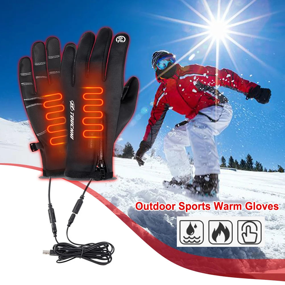 APWIKOGERCN USB Heated Touch Screen Gloves Winter Outdoor Activities