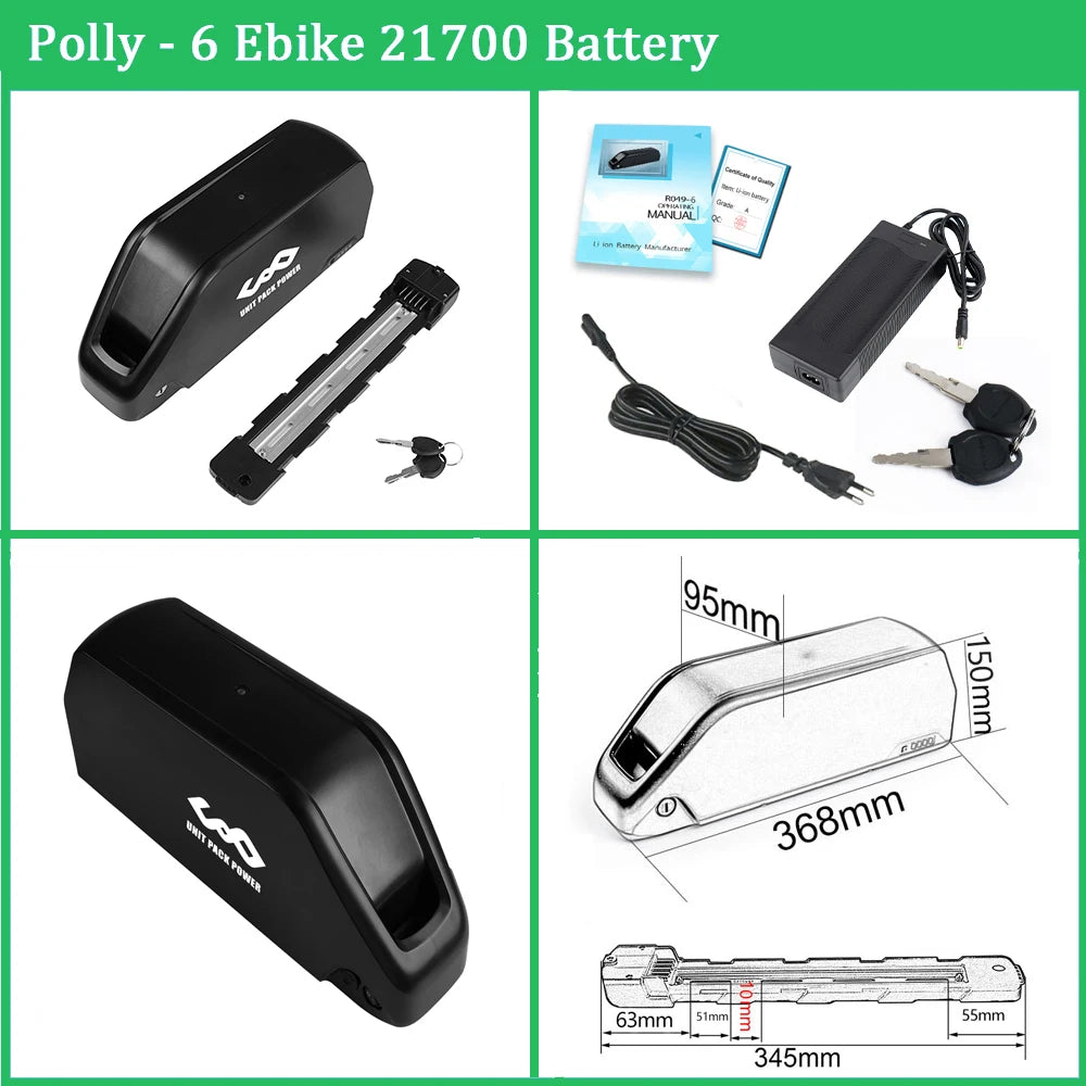 Unitpackpower Ebike Battery 52V 48V 24Ah 21700 18650 Pack For BBS02 BBS01 BBSHD