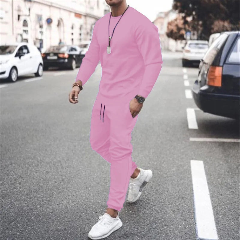 NONECN Men Running Tracksuit Set Sweatshirt Sweatpants Winter Warm