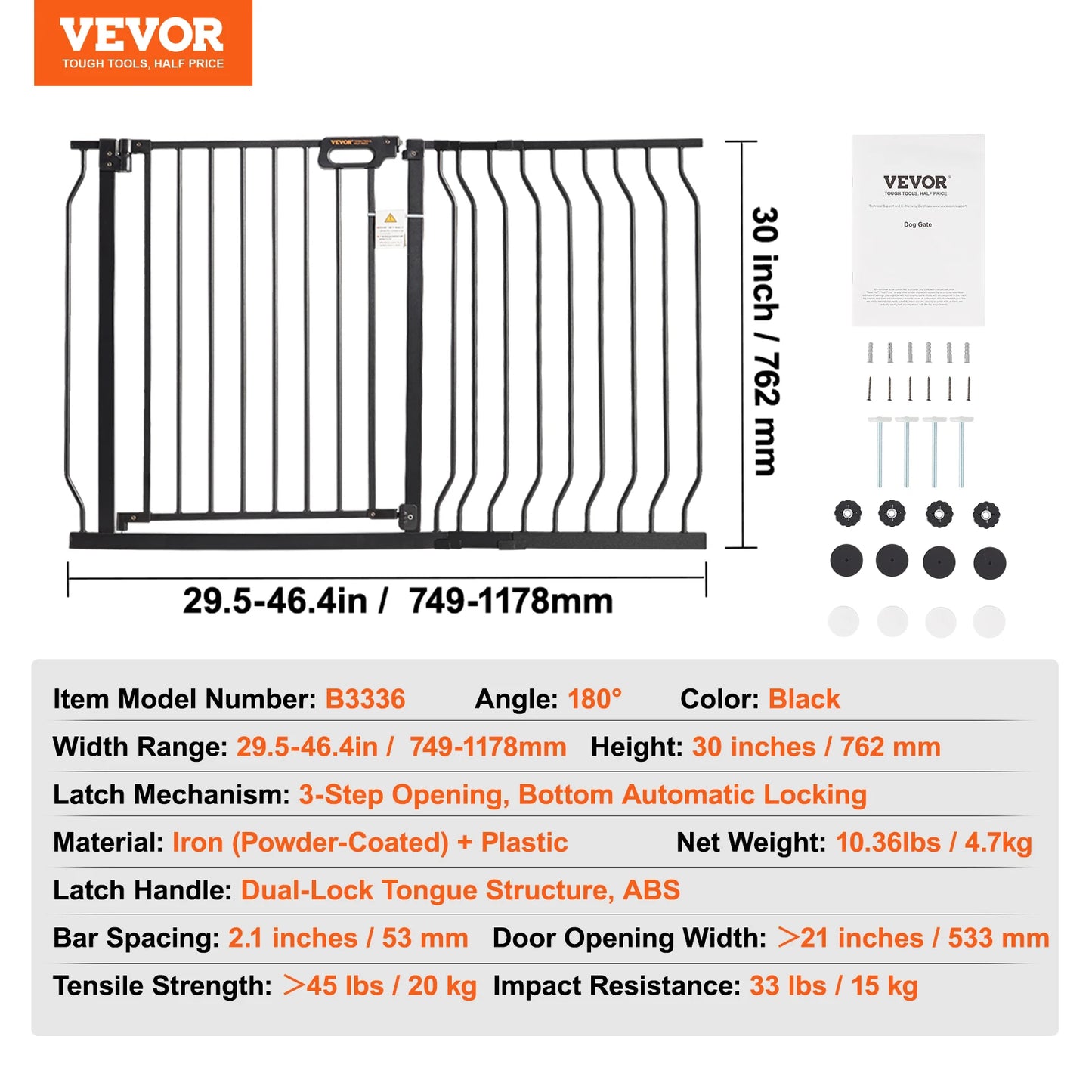 SucceBuy Baby Gate 28 30 36 Inches High Walk Through Pressure Mount