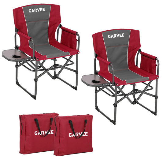 HiMISS 400 Lb Oversized Folding Directors Chair With Side Table