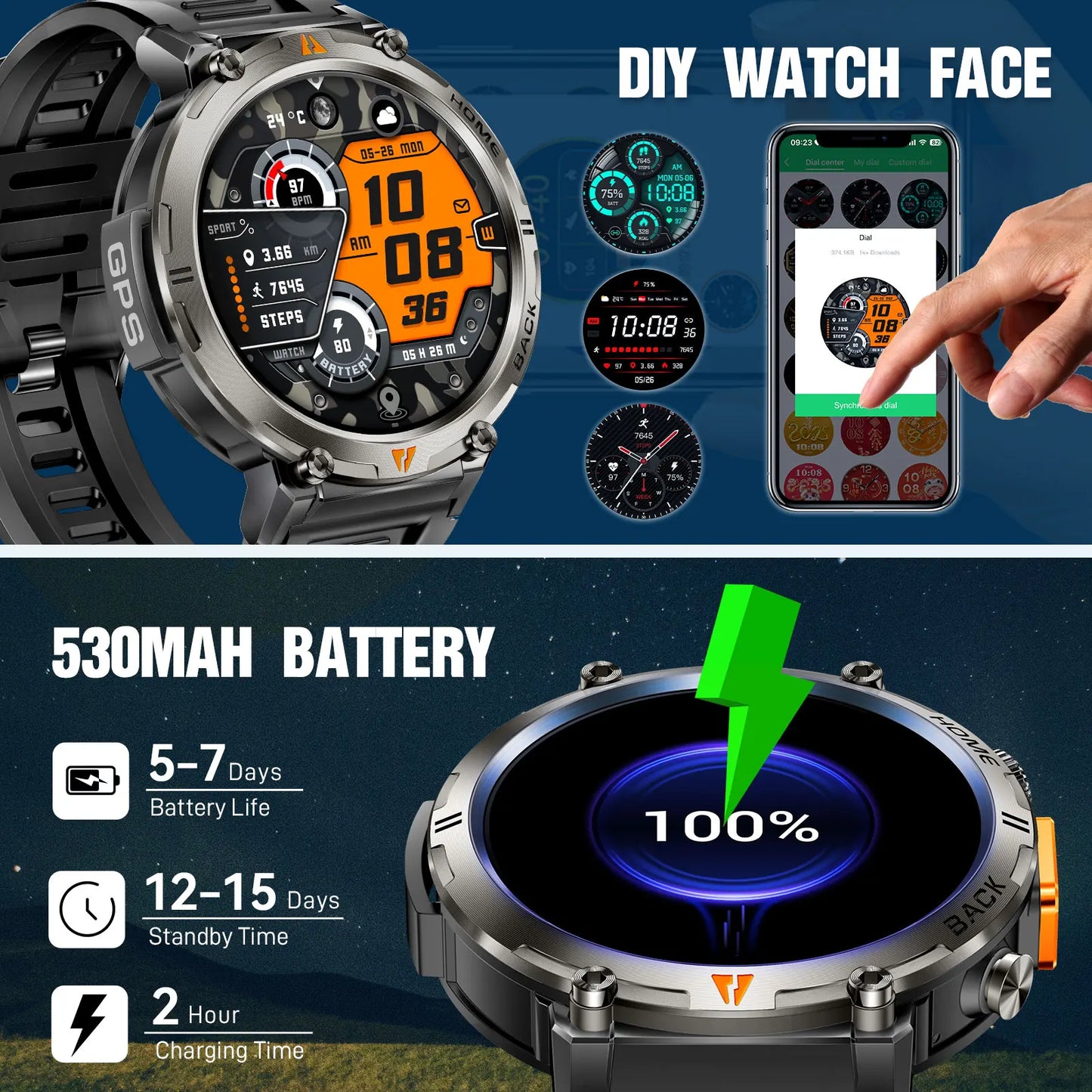 EIGIIS KE3 2025 Bluetooth Call Smartwatch For Men Touch Screen Health Monitor