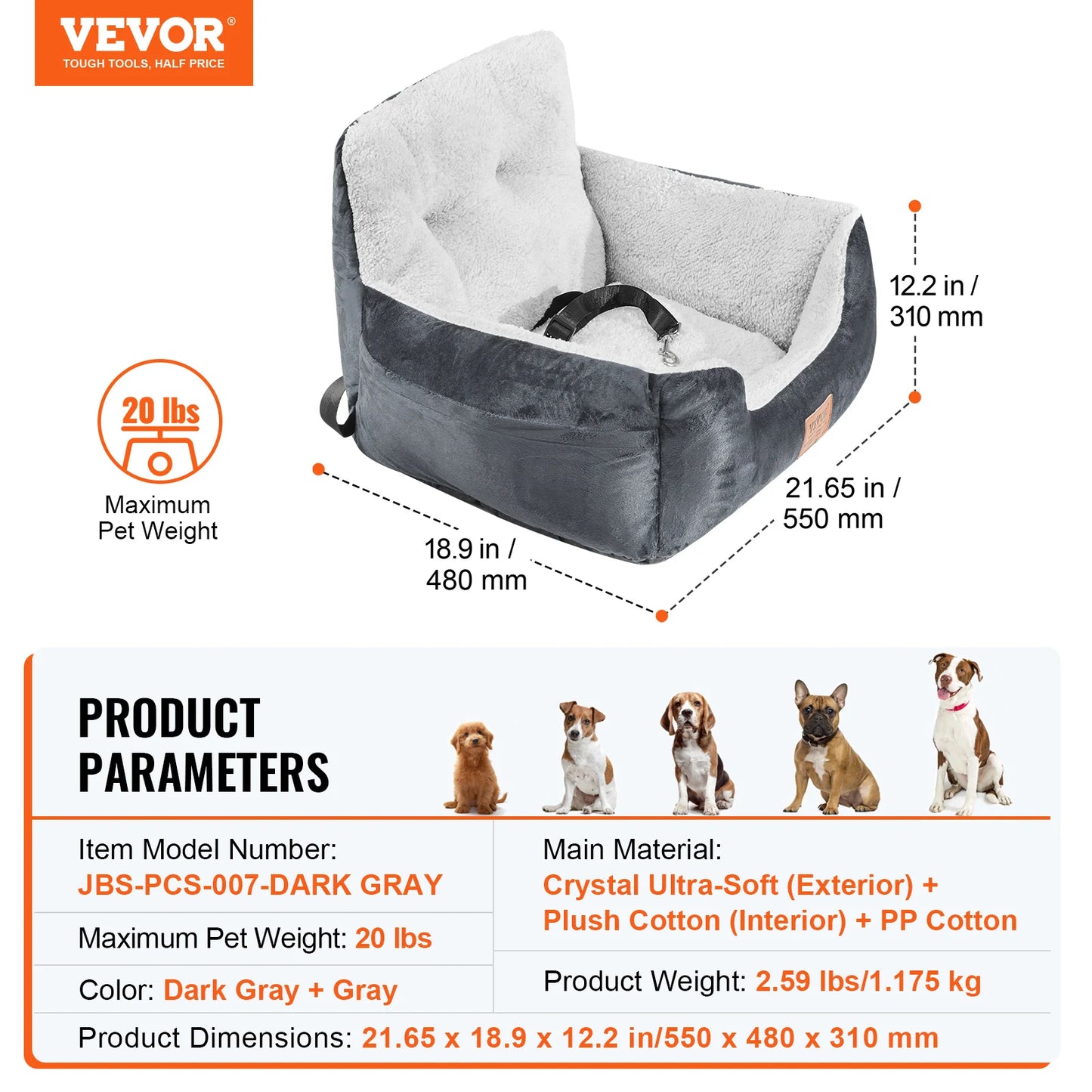SucceBuy Waterproof Dog Car Seat Booster For Medium To Large Dogs