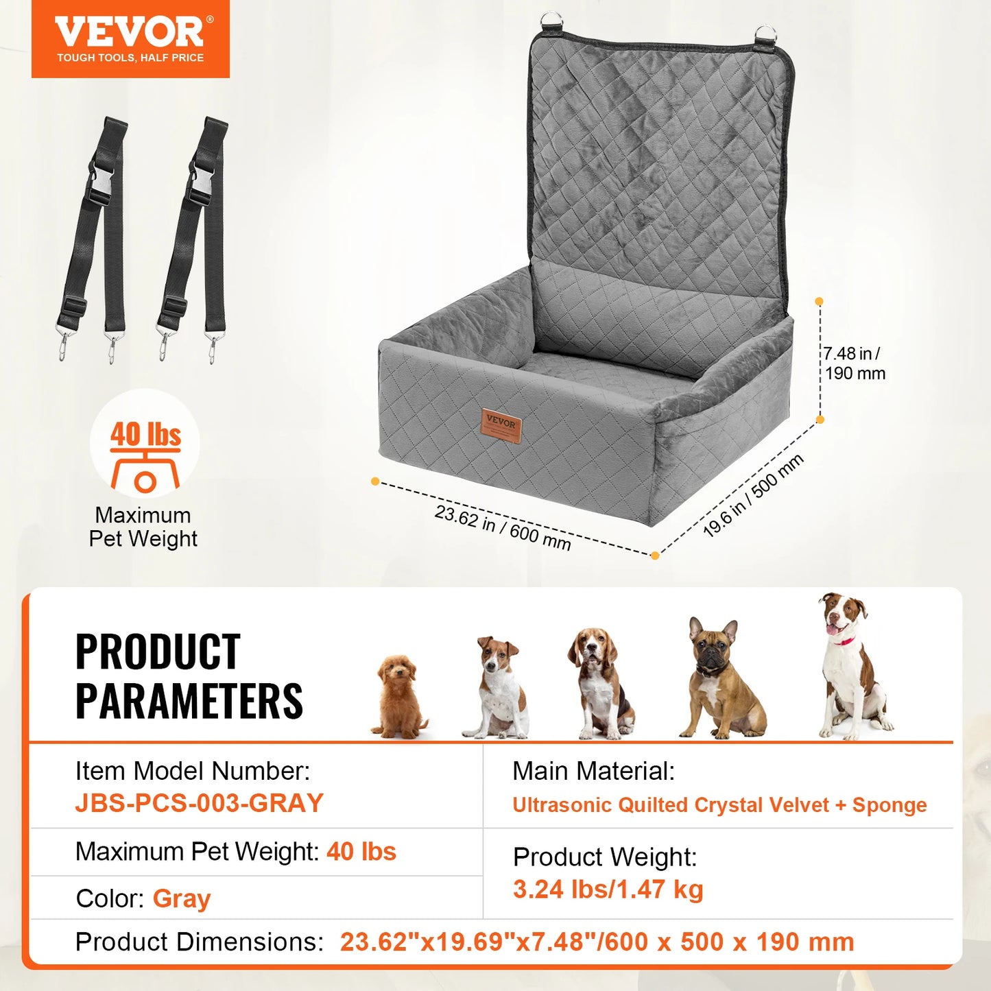 SucceBuy Waterproof Dog Car Seat Booster For Medium To Large Dogs