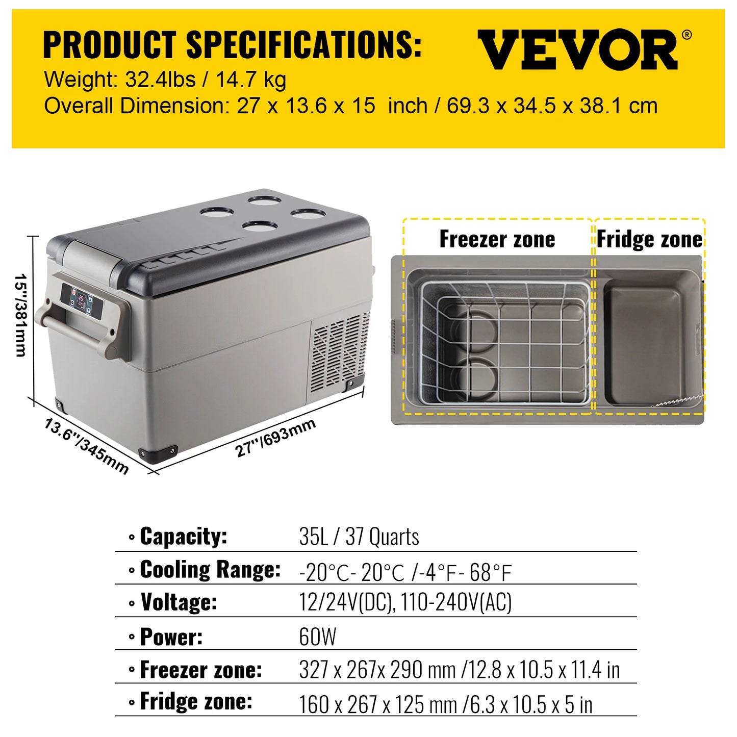 Stay refreshed on every adventure with the VEVOR car refrigerator that keeps your drinks and meals perfectly cold anywhere you roam.