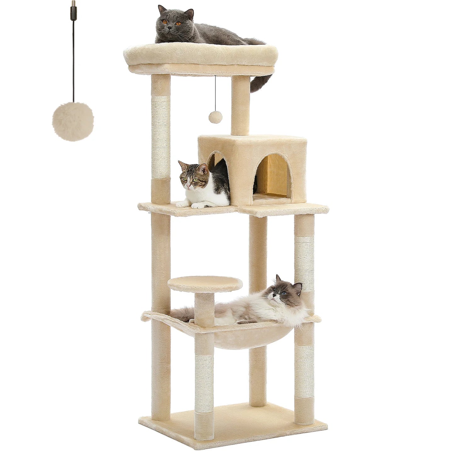 Elevate your indoor cat's playtime with PAWZ Road's sturdy 5-Level cat tree, expertly designed to support large cats, encourage climbing, provide safe lounging perches, and fit stylishly into your living space.