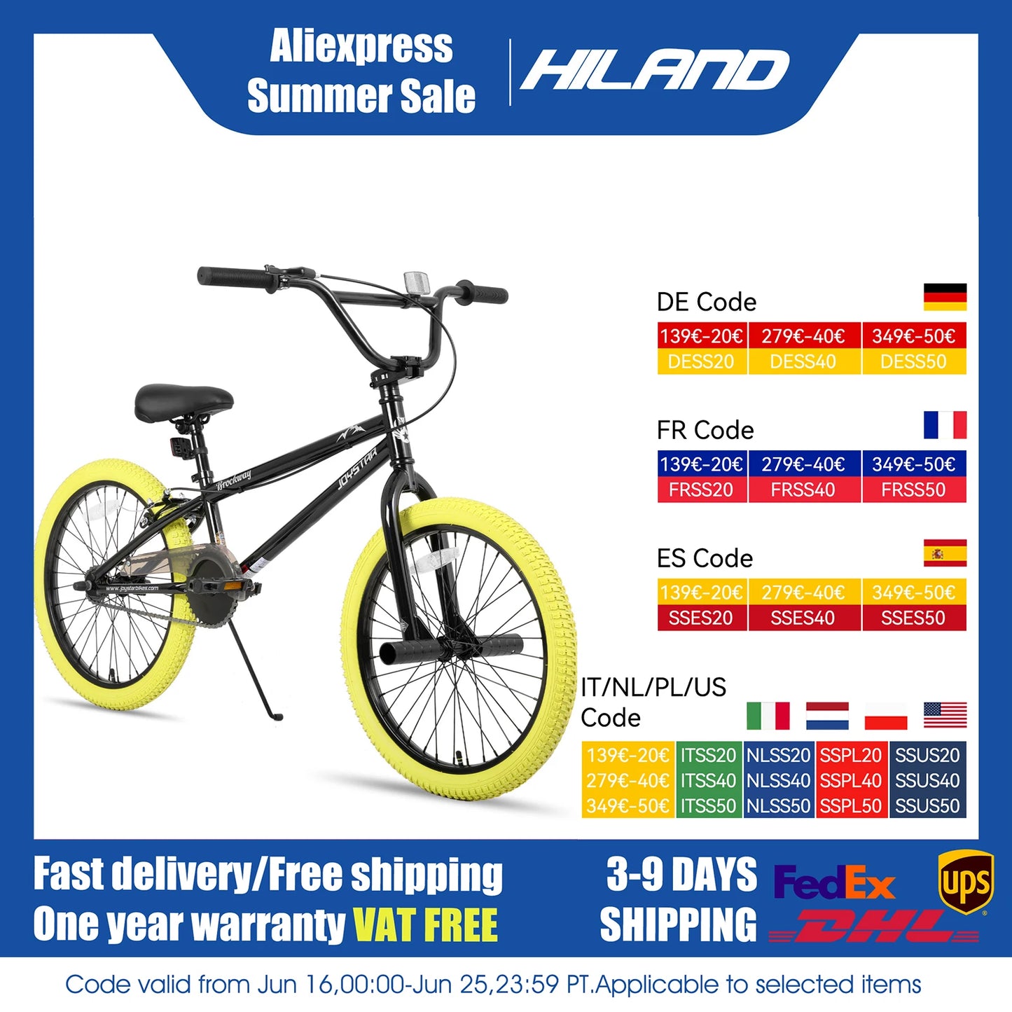 JOYSTAR Brockway Freestyle Kids BMX Bike 20 Inch For Ages 6 To 14