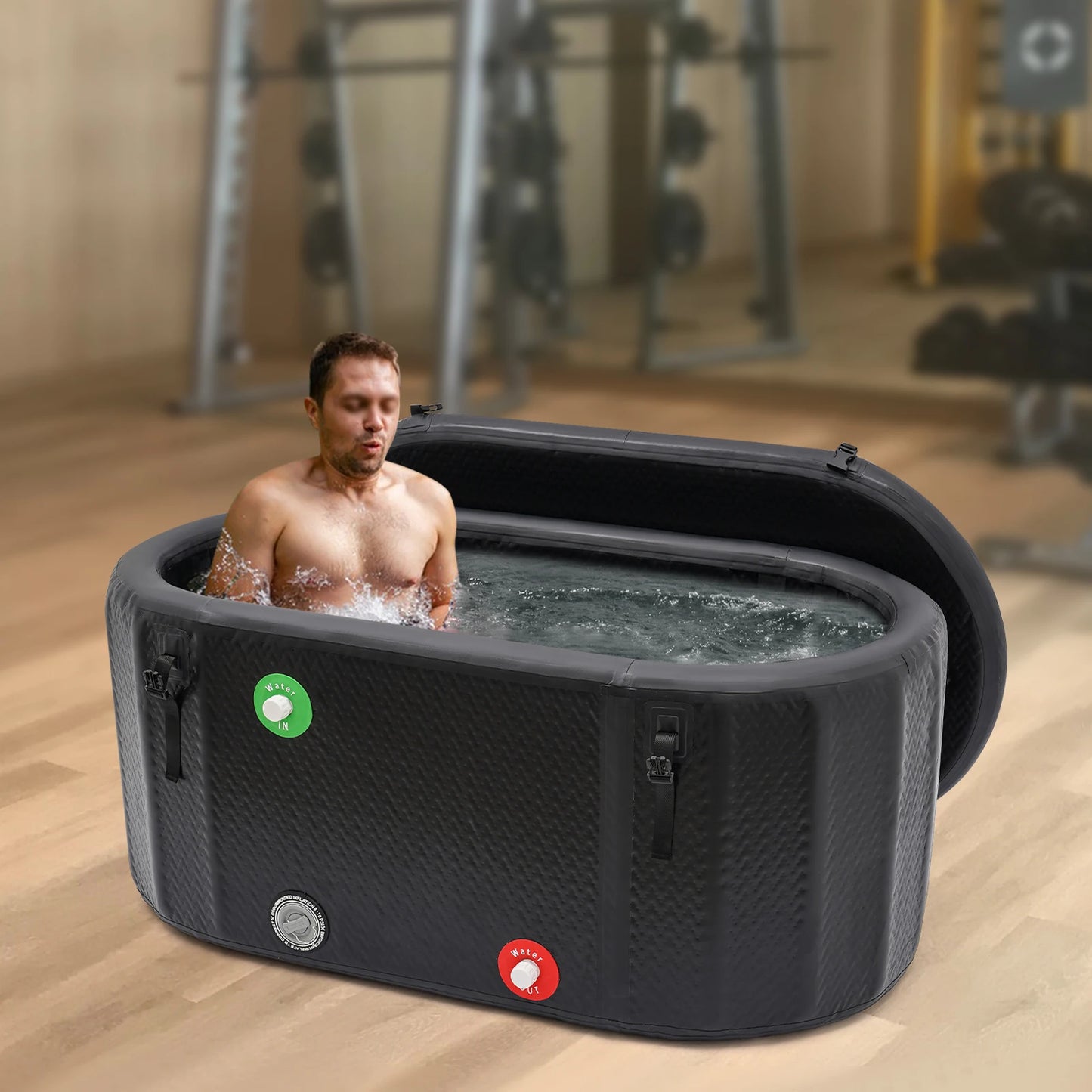 Inflatable Ice Bath Tub 150x80cm Portable Recovery Cold Plunge 370L with Pump