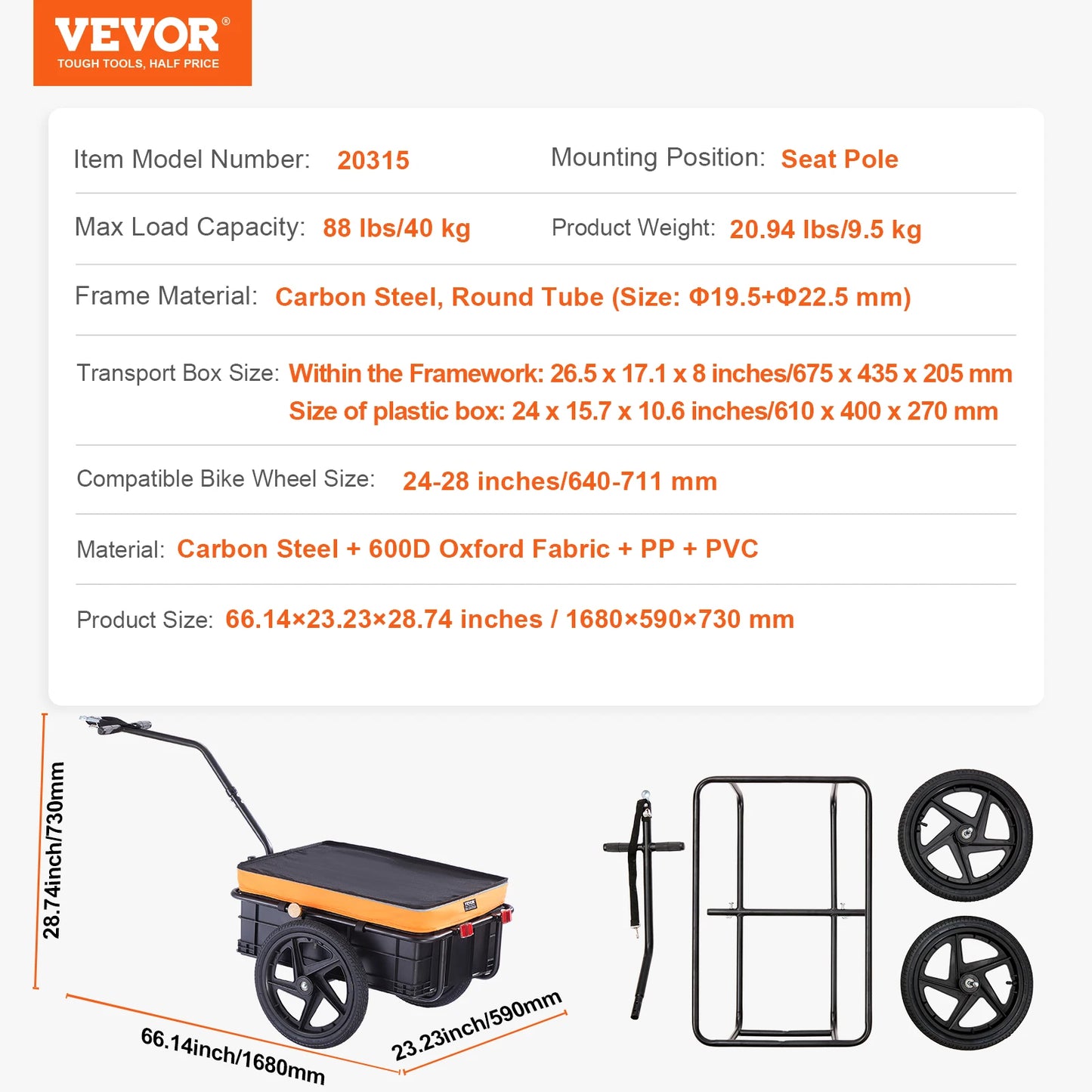 With SucceBuy, you transform your bike into a capable cargo hauler with this 88Lbs trailer.