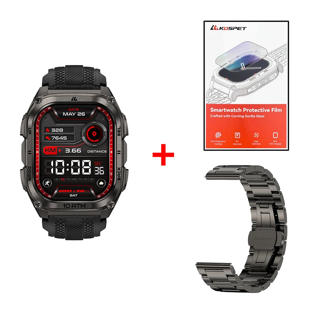 KOSPET Tank M4 Smart Watch Stainless Steel GPS Offline Maps 10ATM Waterproof