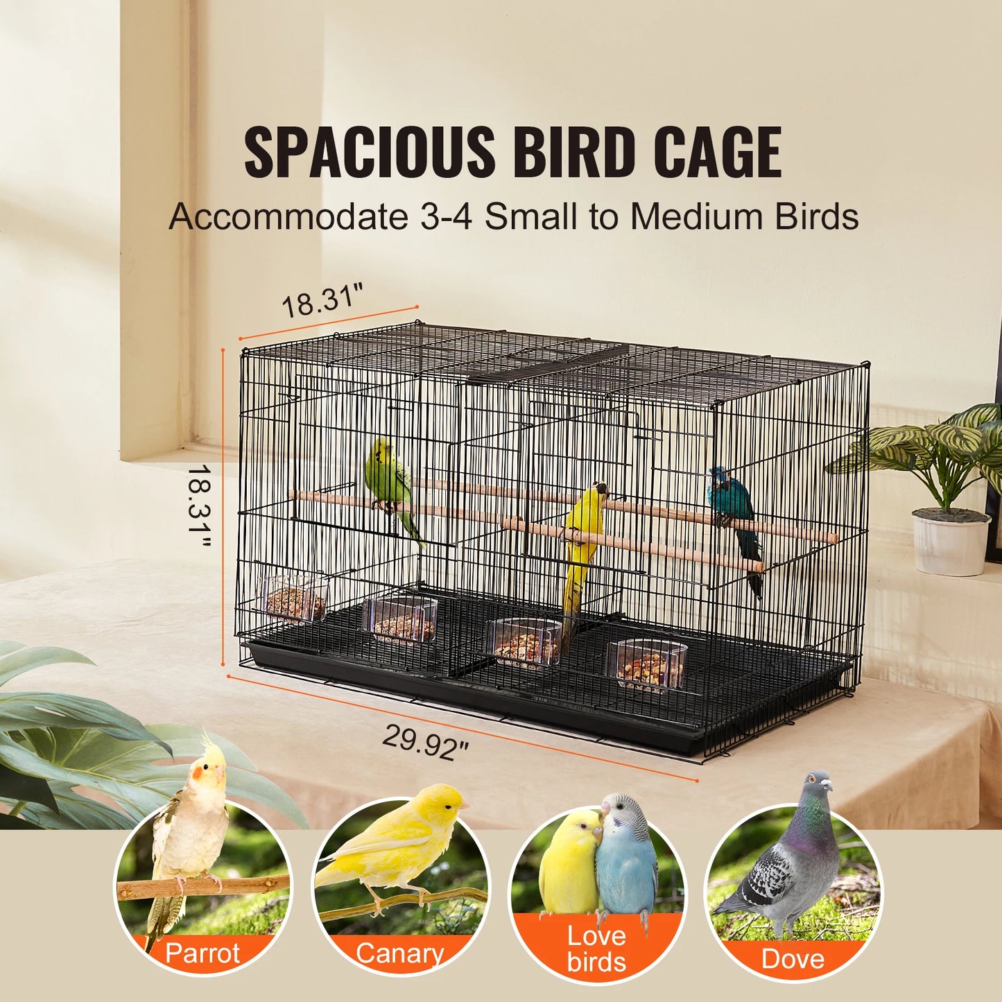 Upgrade your feathered companions' travel and daily living with the SucceBuy 30x18x18 inch cage, a versatile, stackable home that keeps birds comfortable, safe, and social while you move between rooms, vet visits, or outdoor adventures.