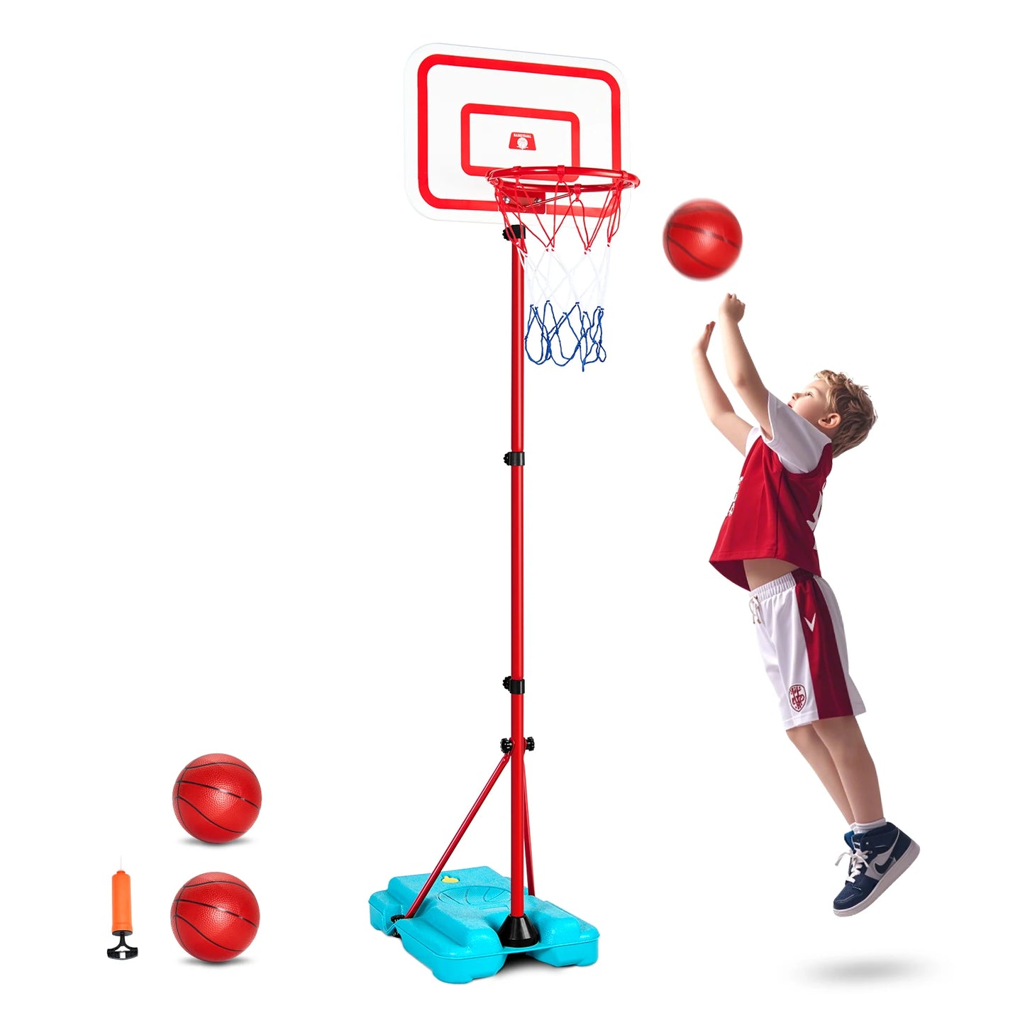 SucceBuy Toddler Adjustable Basketball Hoop 104 To 190 Cm For Kids Outdoor