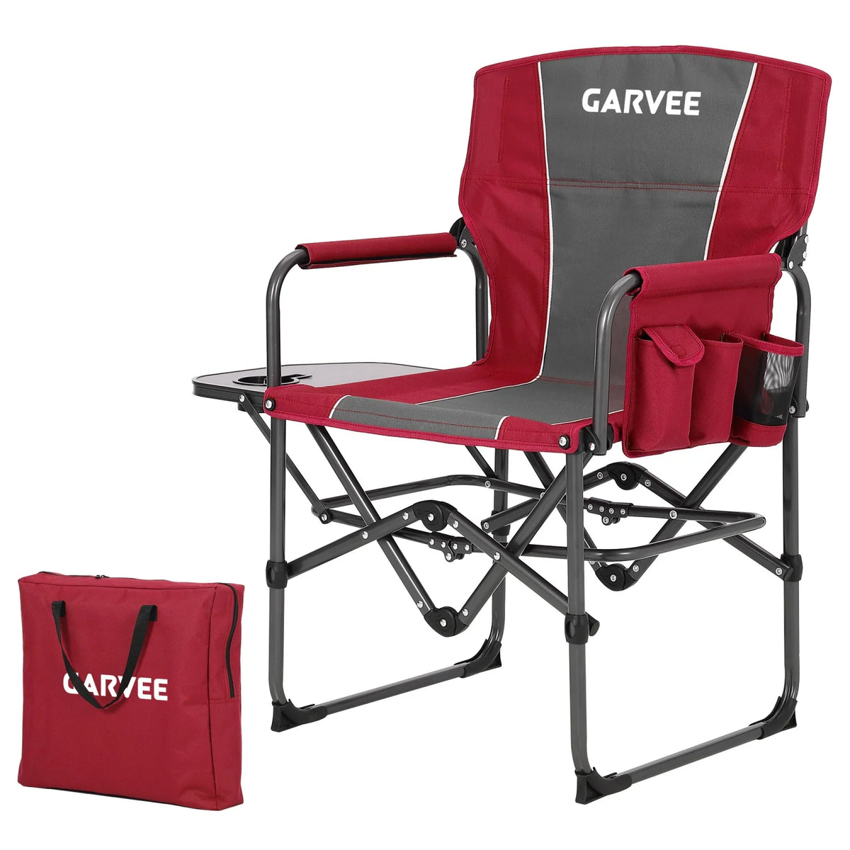 HiMISS 400 Lb Oversized Folding Directors Chair With Side Table