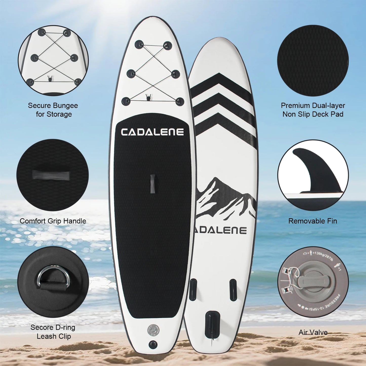 Meet the CADALENE inflatable SUP, your portable gateway to on the water adventures, designed for easy setup, stable rides, and endless summer memories.