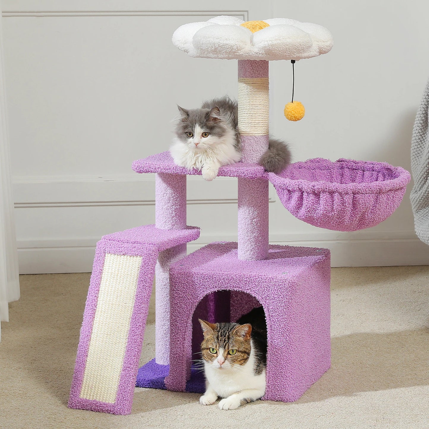 PEQULTICN Small Cat Tree With Three Levels Sisal Scratching Post