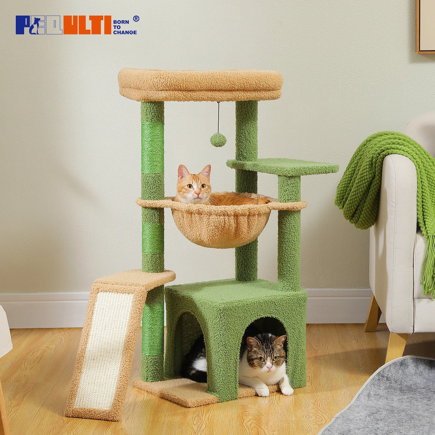 PEQULTICN Small Cat Tree With Three Levels Sisal Scratching Post