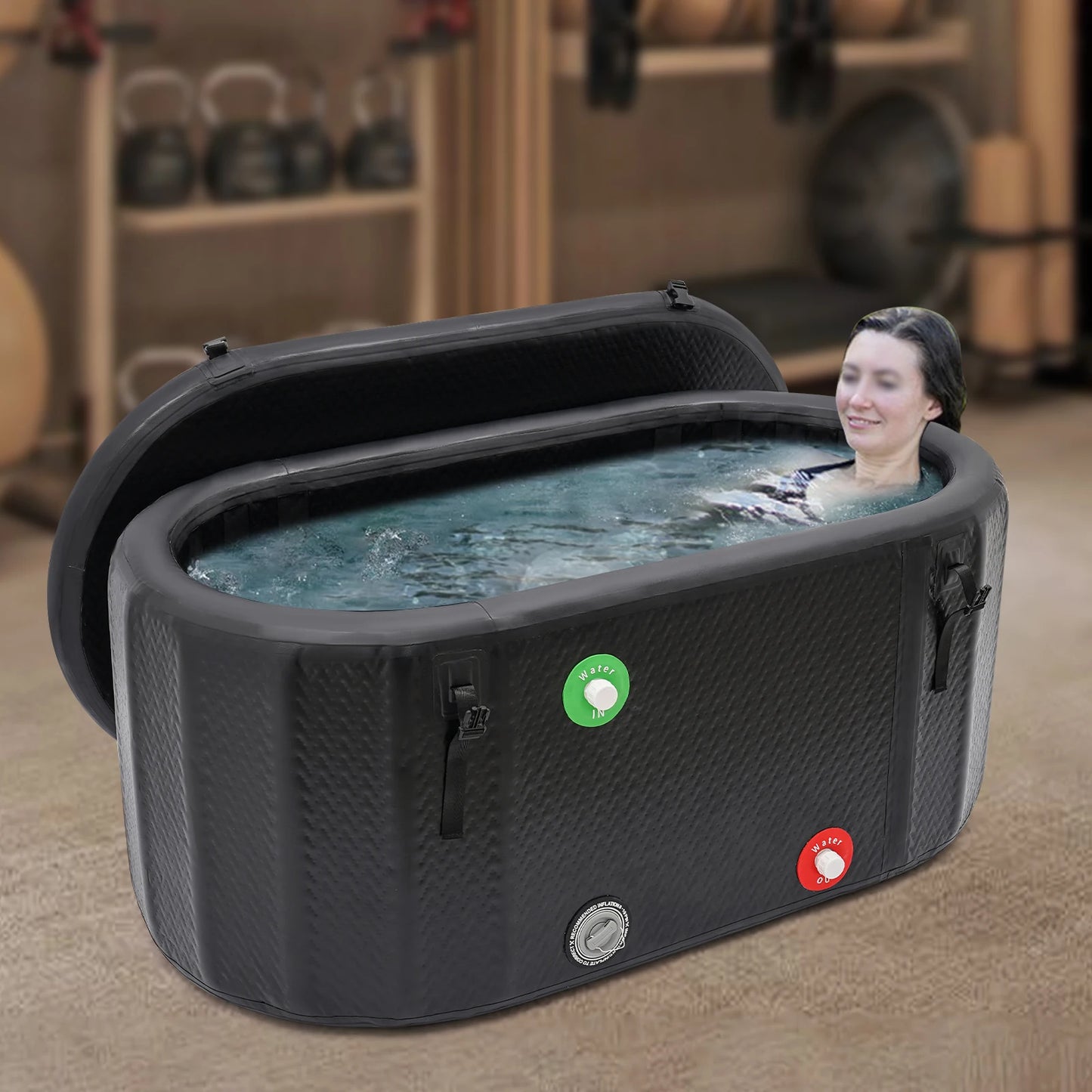 Inflatable Ice Bath Tub 150x80cm Portable Recovery Cold Plunge 370L with Pump